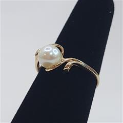 14K YELLOW GOLD SYNTHETIC PEARL RING S1.8G SIZE 7